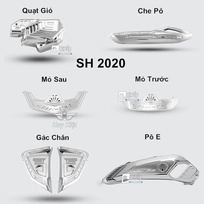 Combo 6 Món Bảo Vệ Cho Xe SH 2020 Xi Inox, Mạ Crom MS3428