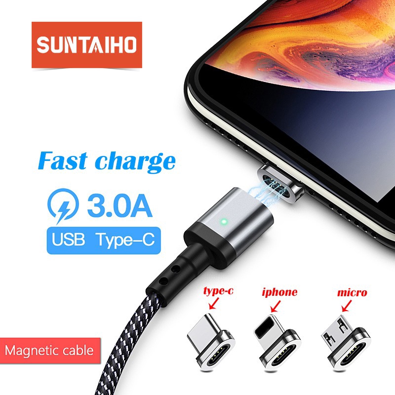 Suntaiho Magnetic USB Cable Micro Usb Type C Lightning ios Fast Charging Cable