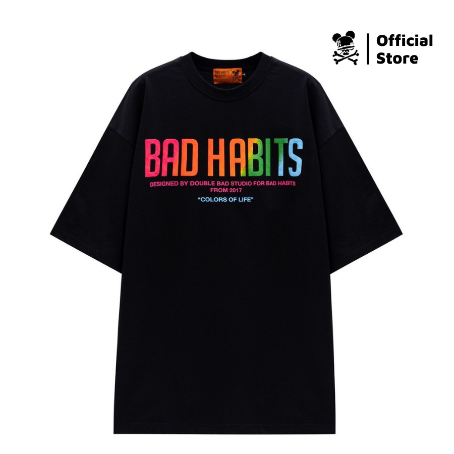 Áo Thun Unisex Bad Habits Colorful Đen 100% Cotton - Local Brand Chính Hãng