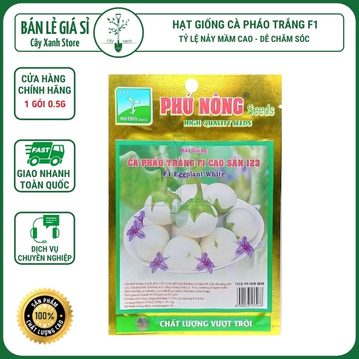 Hạt Giống Cà Pháo Trắng F1 Cao Sản - Phú Nông Seeds - Key: Đất sạch, Phân Bón, Hữu Cơ, Xơ Dừa
