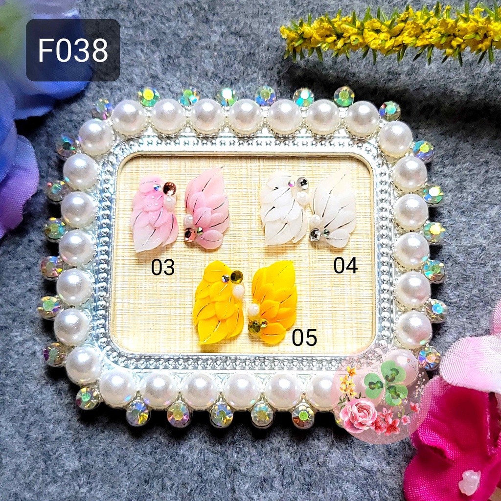 Mẫu: F038 . Hoa bột &quot;Hoa góc 7 cánh&quot; , đính móng siêu xinh.