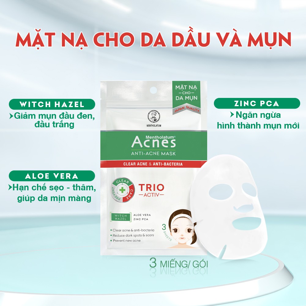 Mặt nạ chuyên biệt cho da mụn Acnes Blemish Control Mask (3 miếng/1 Gói/ 65ml)