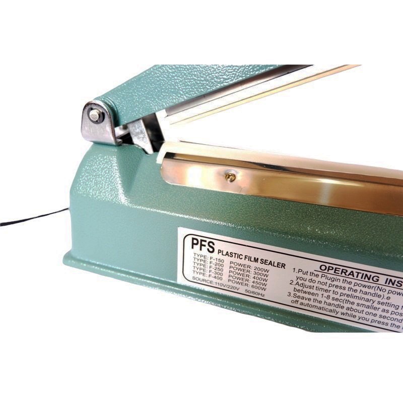 (200x2mm) MÁY HÀN VỎ SẮT sơn tĩnh điện 200mm - Hàn túi zip bạc, nilon PP/PE, đường hàn 20cmx2mm, bảo hành 3 tháng