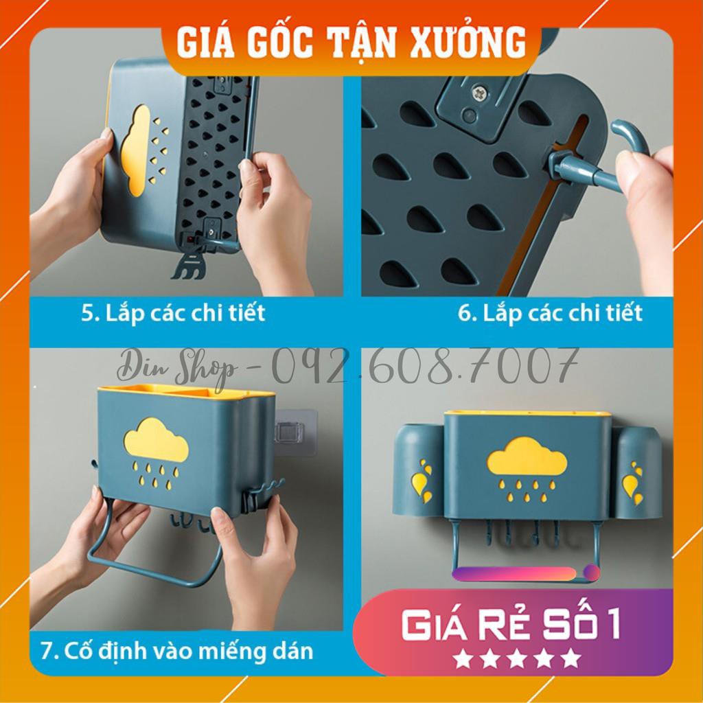 Kệ Nhà Tắm Đa Năng 🦋GIÁ MỸ PHẨM🦋 Kệ Để Đồ Phòng Tắm Dán Tường Đa Năng Đựng Bàn Chải Kem Đánh Răng + 2 Cốc Xịn..