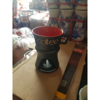 Ly cafe sứ quai liền kèm đế đun