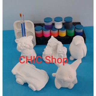 Bộ tượng tô màu thạch cao size lớn cho bé.