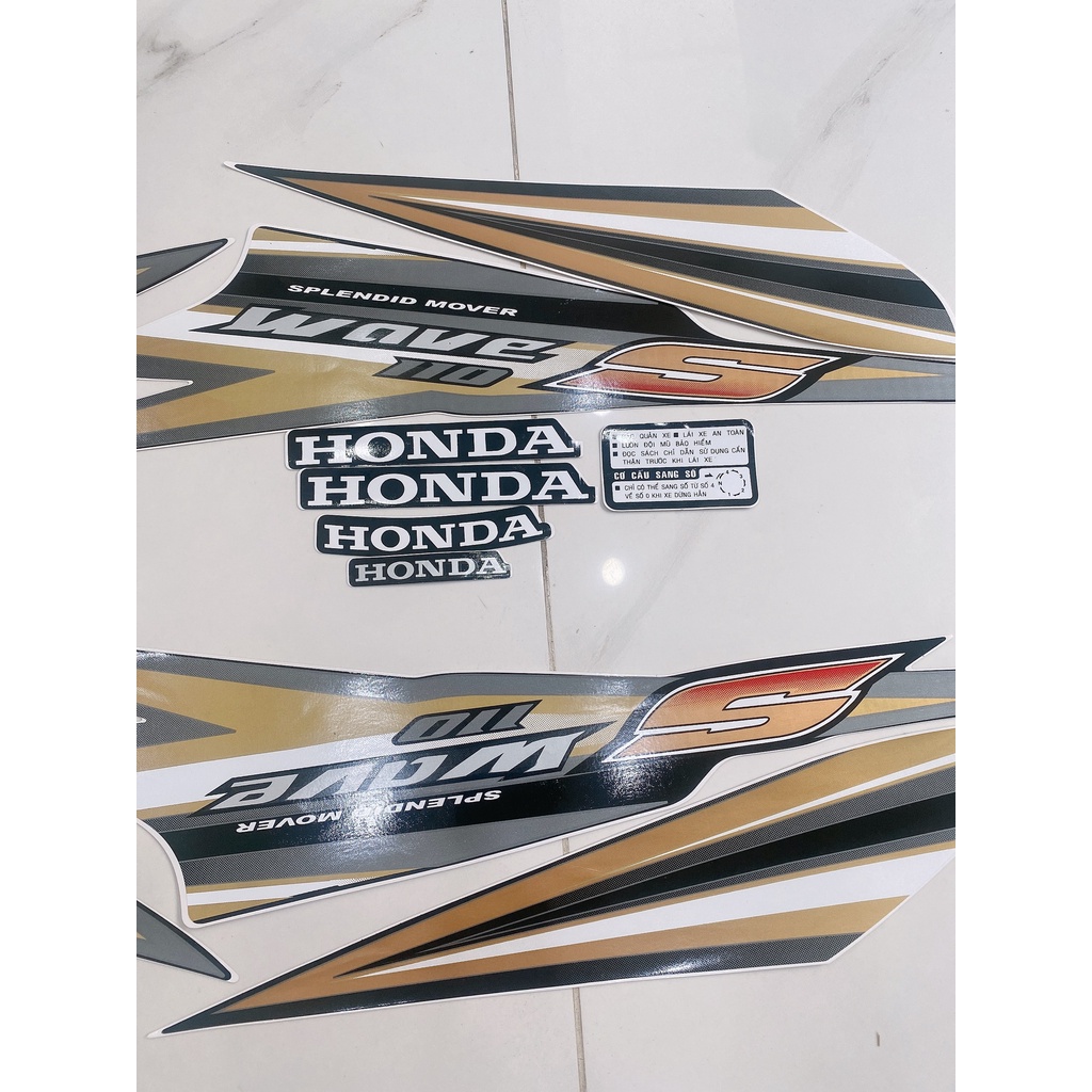 Trọn bộ tem rời dán xe máy 3 lớp Honda Wave S 110 đời 2009 màu đen