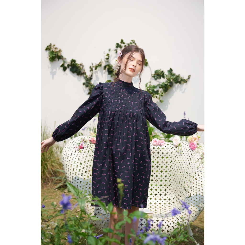 TIFFANY STUDIOS - Đầm Baby Doll Cổ Tròn Phong Cách Pháp Thanh Lịch - CHARLOTTE DRESS