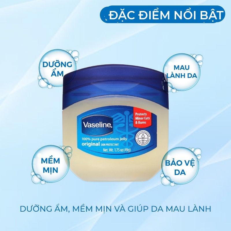 Sáp Dưỡng Ẩm Vaseline 100% Pure Petroleum Jelly Original Mỹ 49g