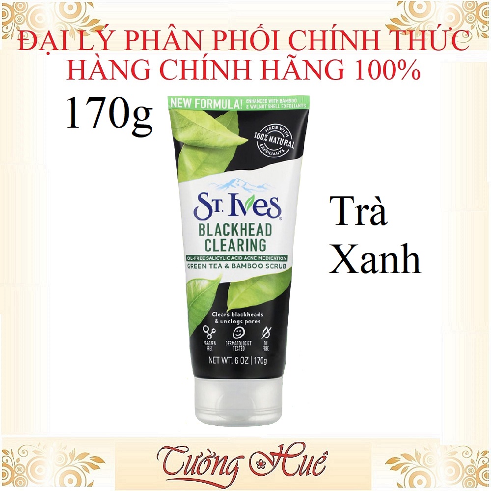 Rửa Mặt Tẩy Da Chết Ngừa Mụn St. Ives Blackhead Clearing Green Tea Scrub - 170g.