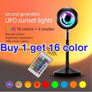 <Delivery 24h> 16 colors 🌈Tiktok Hot SUNSET LIGHT RGB sunset light Modern decorative sunset/sun/rainbow floor lamp/Sunset Projection Floor Light Rainbow Modern Led Floor Light Living Room Stand Light Bedroom Projector Floor Lamp/Light Led Color Needle