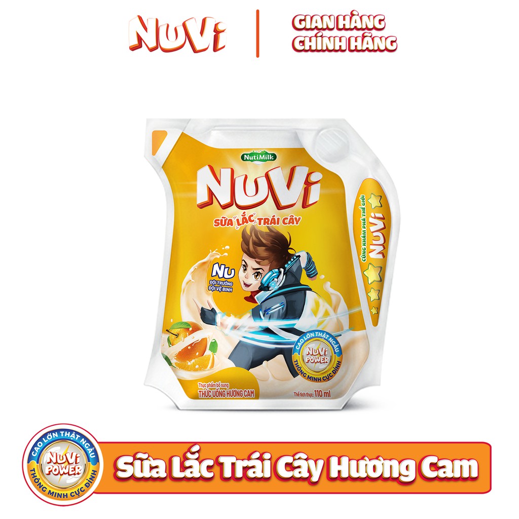 Thùng 24 túi Nuvi Thức uống hương cam Sữa lắc trái cây túi NuVi Power 110ml/túi