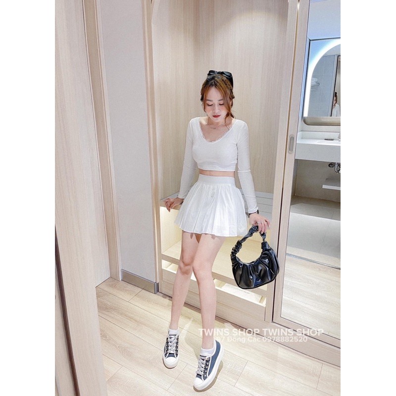 set bộ áo tennis dây lưng và chân váy xoè 2808 sz S