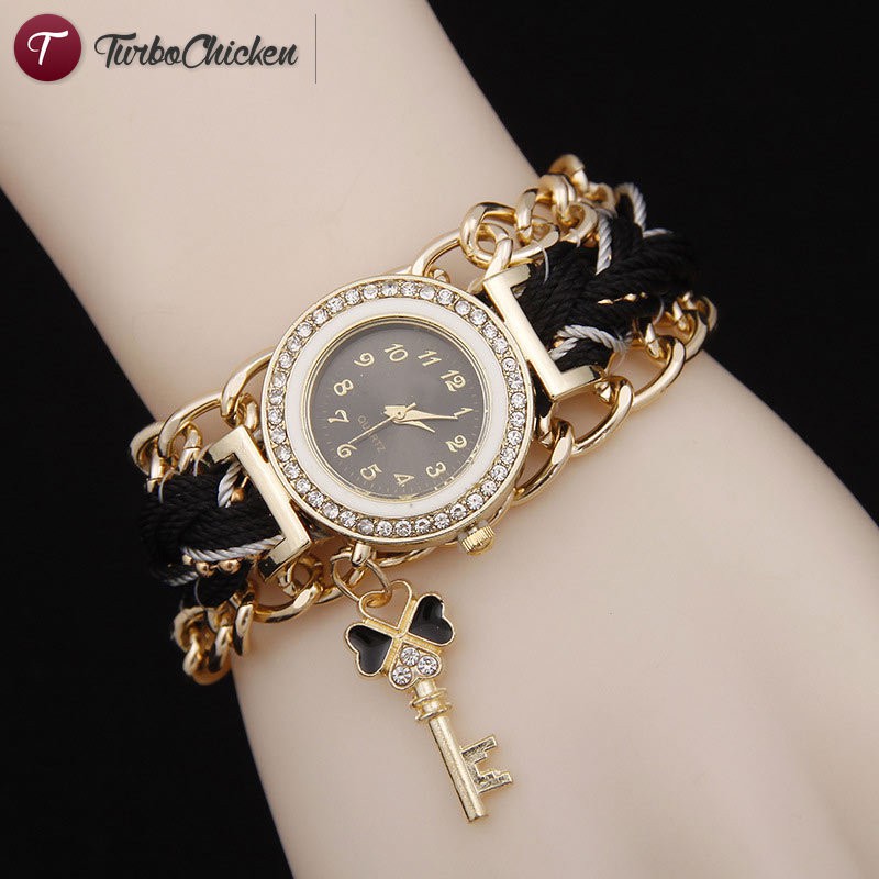 #Đồng hồ đeo tay# Fashion Women Handmade Braided Bracelet Watch Woven Wristwatch Crystal Quarzt Watches Jewelry Gifts