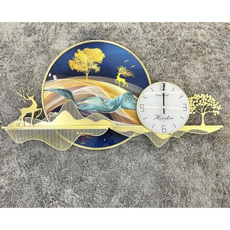 Đồng Hồ Treo Tường Tranh Tráng Gương Decor Chất Liệu Kim Loại Sơn Tĩnh Điện Trang Trí Phòng Cao Cấp KD335