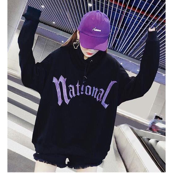 ÁO NÌ HOODIE NỮ THÊU CHỮ NATIONAL CỰC CHẤT