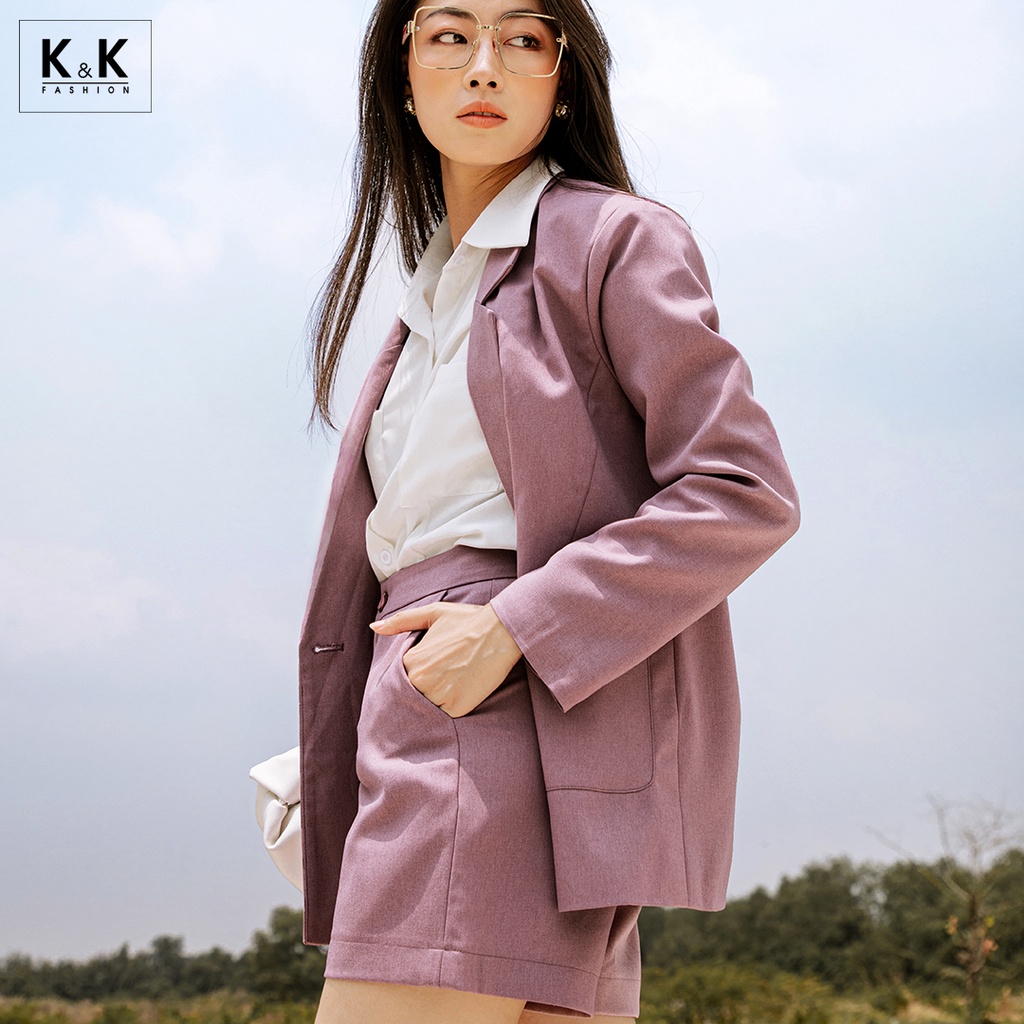 [Mã KKFAK30 giảm 20% tối đa 30K đơn 299K] Áo Khoác Blazer Nữ K&K Fashion AK10-10 Màu Tím Tay Dài