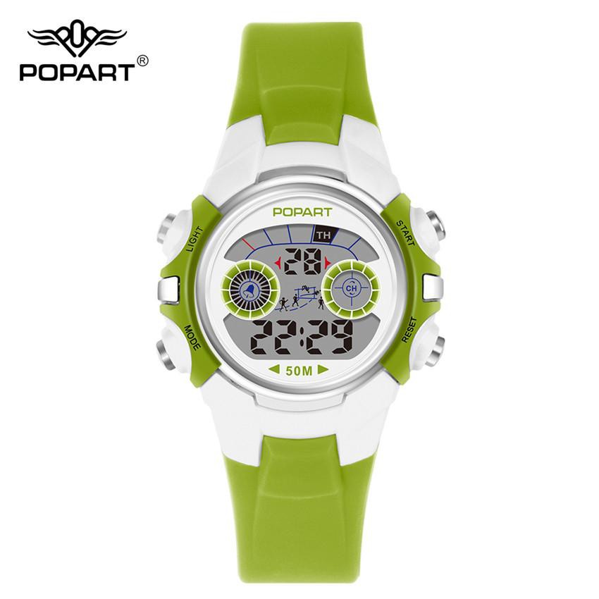 Đồng hồ điện tử cao cấp xinh xắn POPART mặt tròn, dây màu dành cho nam nữ, chống nước độ sâu đến 50m | BigBuy360 - bigbuy360.vn