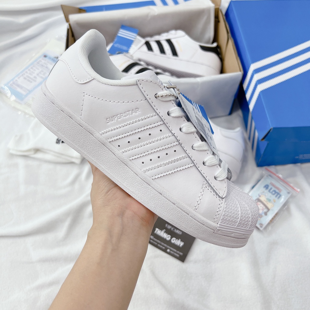 Giày Thể Thao Nữ Ngô Thắng Superstar Sò Trắng 3 Vạch