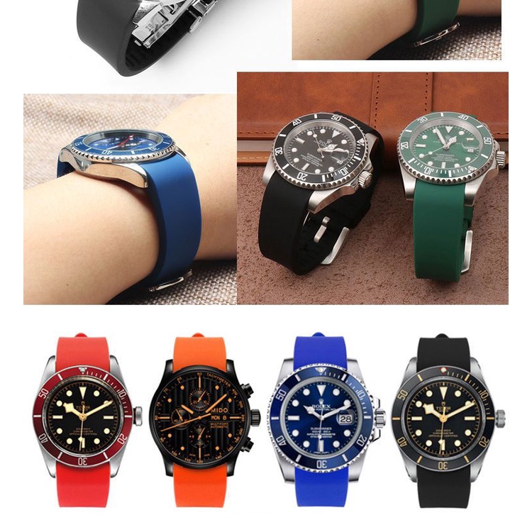 Dây Đeo Đồng Hồ Bằng Cao Su Silicone Cho Rolex 18mm 20mm 22mm 19mm 21mm 24mm