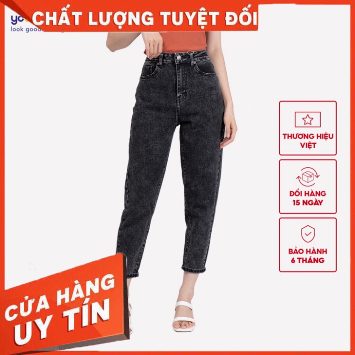 Quần jean baggy nữ YODY lưng cao tôn dáng màu đen khói QJN3126 - SIÊU HOT