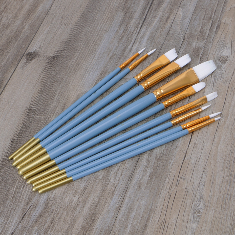 love*10Pcs Blue Oil Gouache Watercolor Painting Nail Art Pen White Nylon Hair Brushes