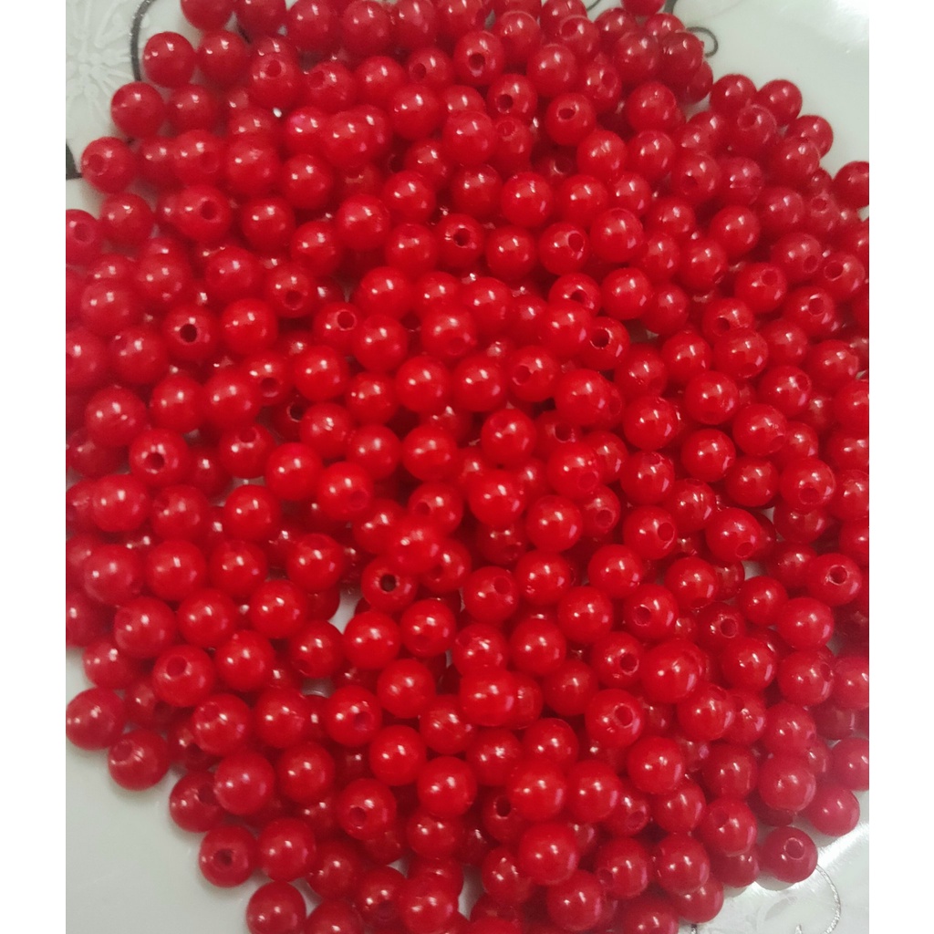 10/25/50gam hạt nhựa đỏ tròn bóng size 6mm