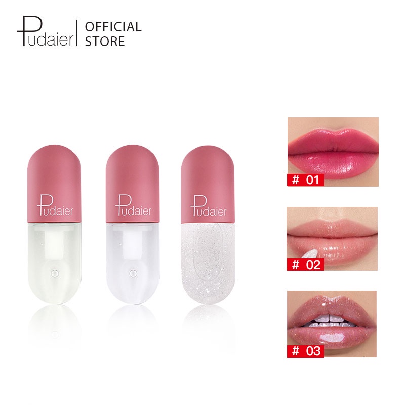Son bóng PUDAIER dạng lỏng thiết kế kiểu viên nang mini 3 màu tùy chọn 13g