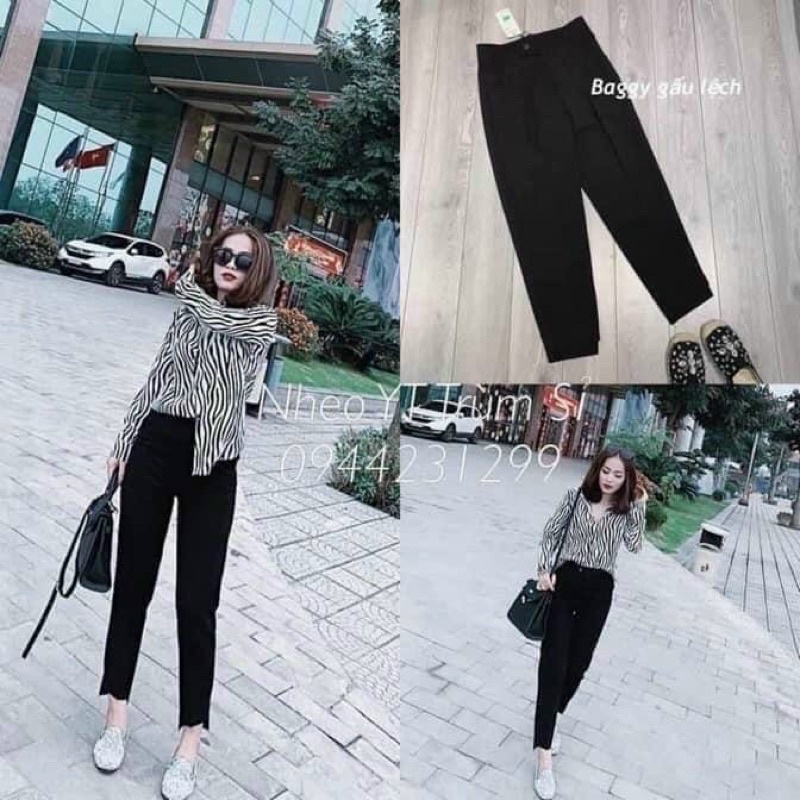 Quần Vải Baggy Nữ Gấu Lệch Chất Tuyết Mưa Lịch Sự; Quần Vải Học Sinh Sinh Viên