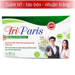 Trĩ Paris - Viên uống tiêu trĩ giảm táo bón thành phần Diếp cá, Nano Curcumin,Hạt dẻ (Hộp 30 viên )