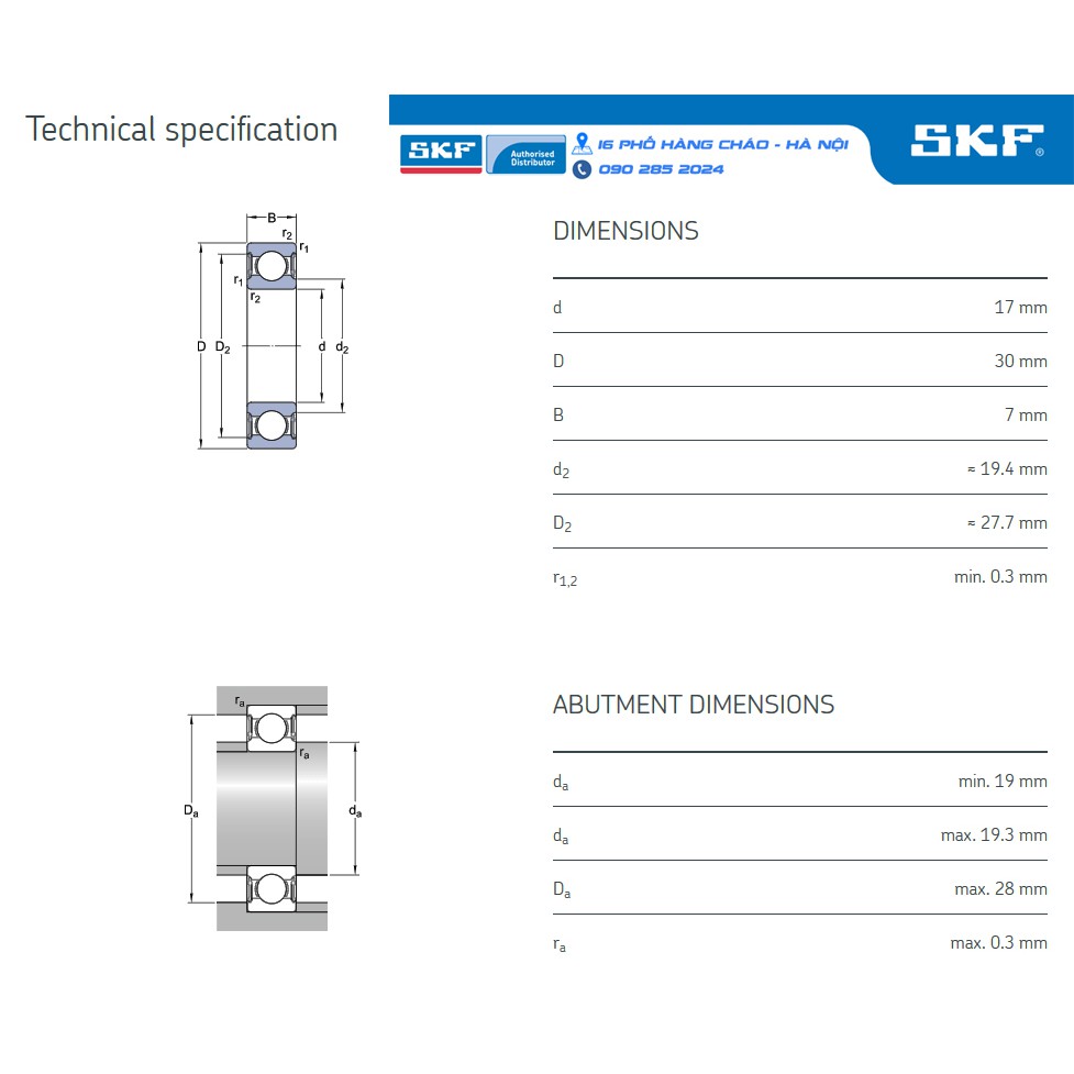 VÒNG BI SKF 61903-2RS1 Chính Hãng