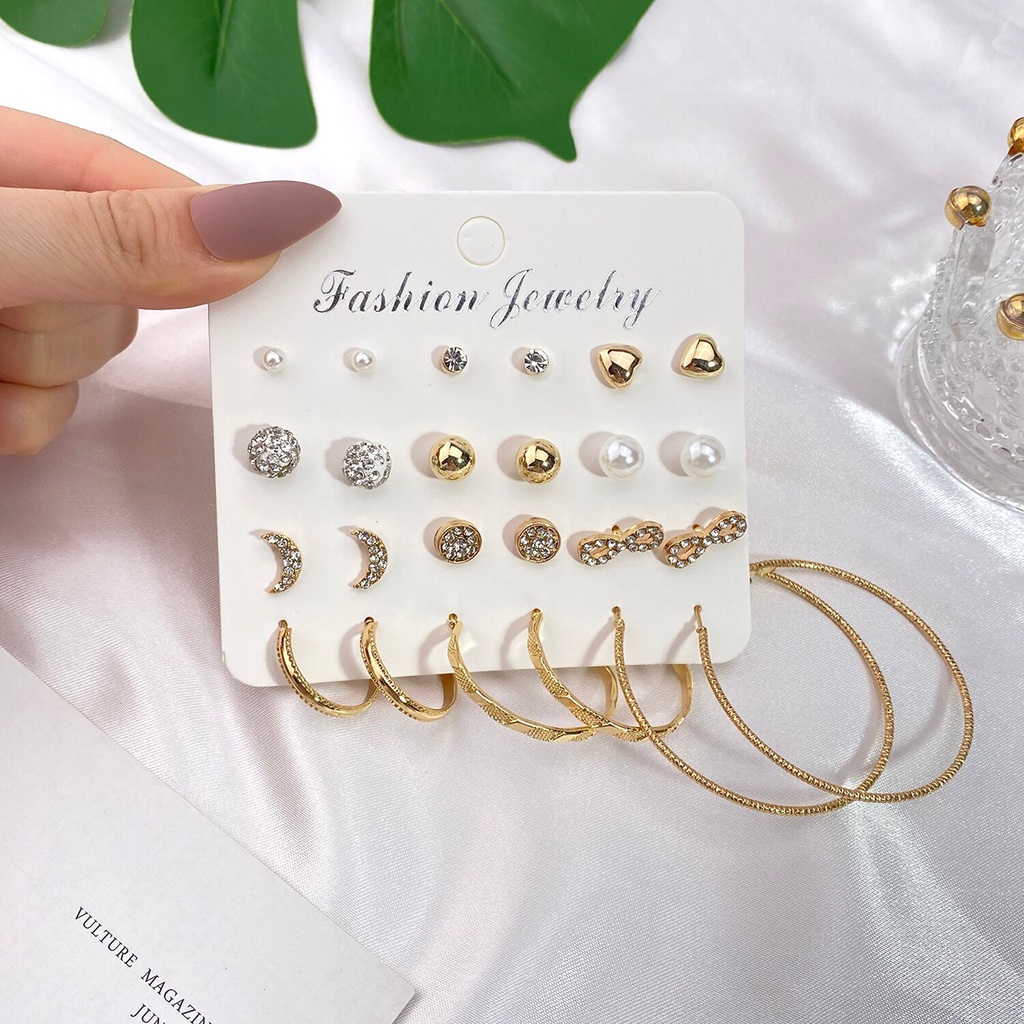 Bông Tai Kim Loại Hình Tròn Đính Ngọc Trai Sang Trọng Thời Trang Cho Nữ