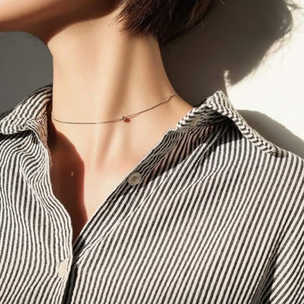 Dây Chuyền Choker 1 viên bi bạc 925 cao cấp