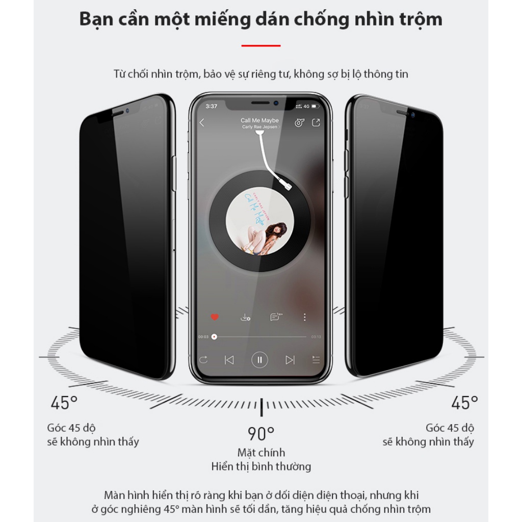 Cường lực Iphone chống nhìn trộm full màn 6/6s/6plus/6splus/7/8/7plus/8plus/X/Xr/Xsmax/ip11/ip12/ip13 mini, pro, pro max