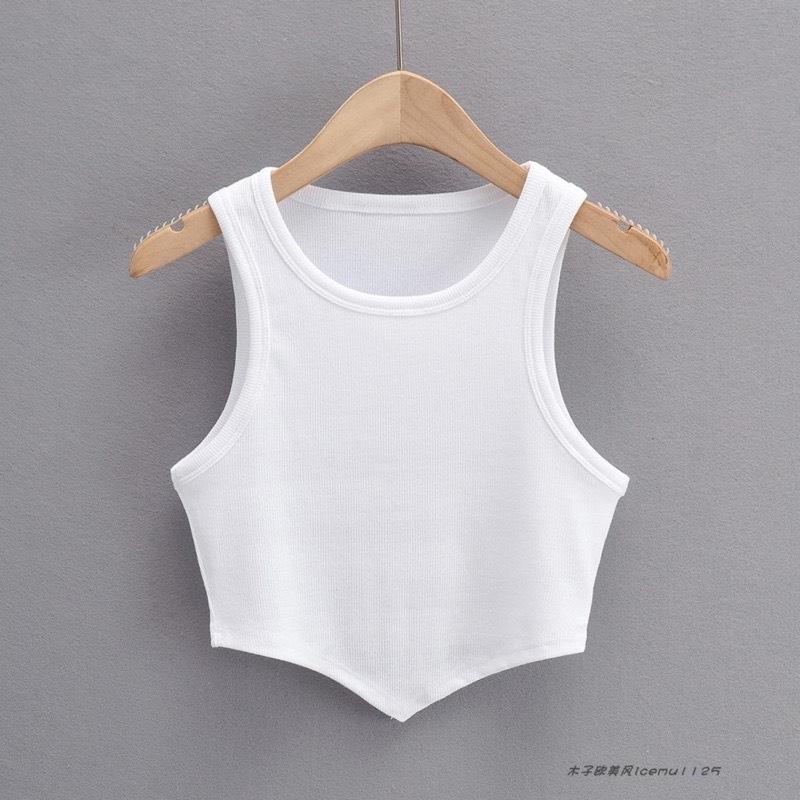 Áo Croptop Ba Lỗ PINKSTORE29 Dáng Ôm Body Cổ Tròn Vạt Nhọn A5333