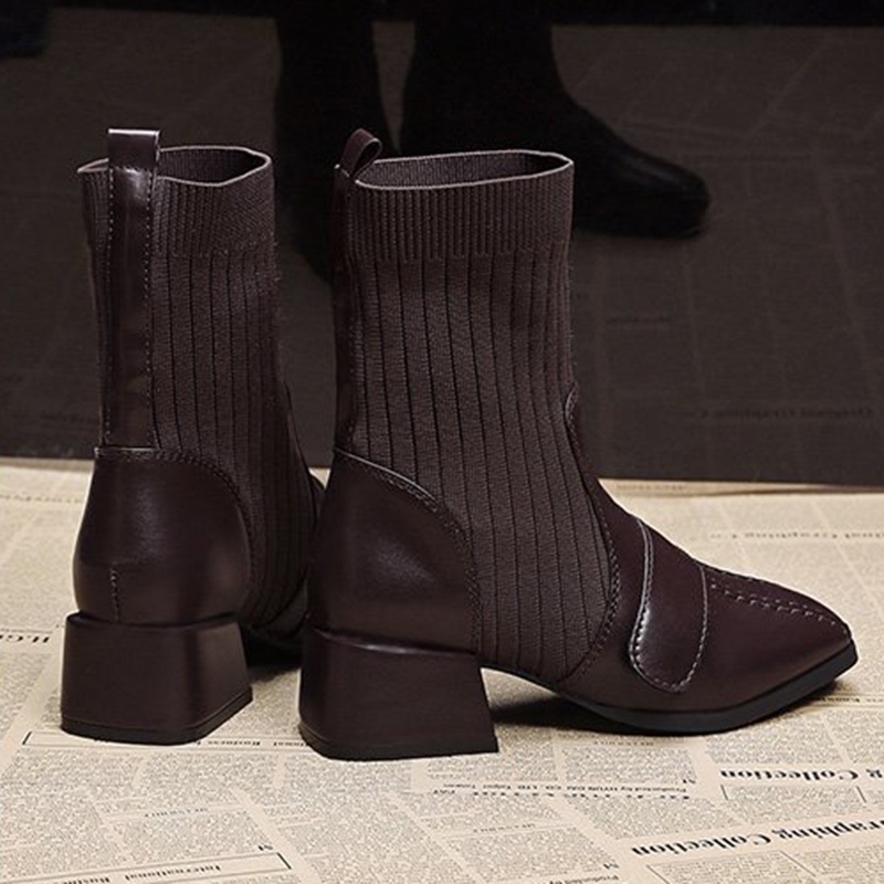 Giày bốt Martin IELGY mũi vuông phong cách retro thiết kế thời trang cho nữ