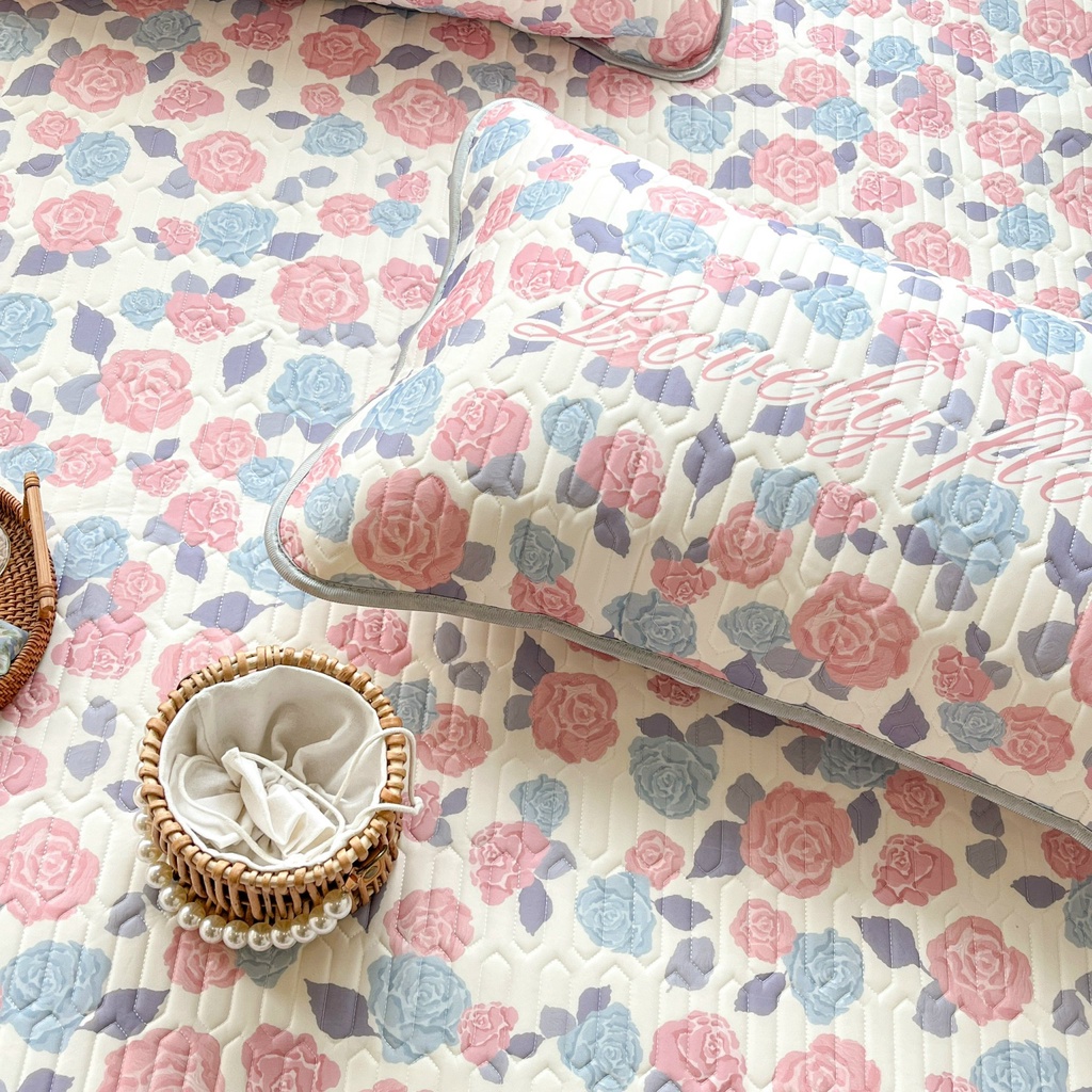 Chiếu điều hòa cao su non 9D M2T BEDDING Luxury vải lụa Tencel mềm mát - Mark Hoa Hồng