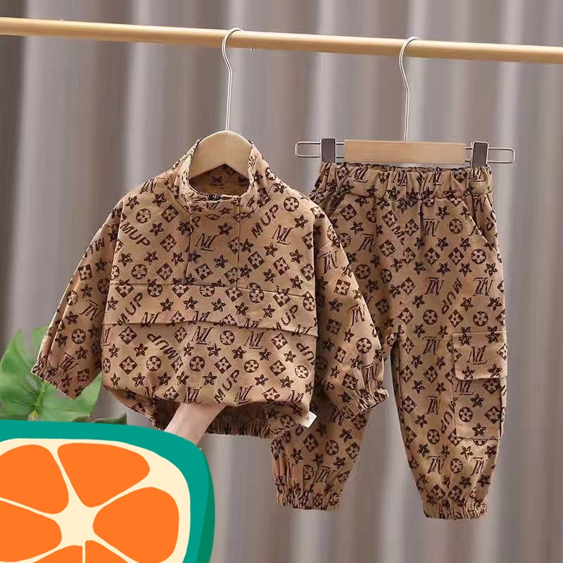 Bộ Đồ 2 Món Áo Tay Dài Vải Cotton In Chữ Thời Trang Mùa Thu Mới Cho Bé Trai 0-5 Tuổi