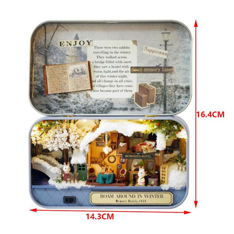 3 Themes DIY Mini Box Theatre Dolls House Dollhouse Miniature Scene Kits Toy