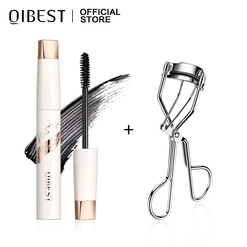 Set Mascara+ Dụng Cụ Uốn Mi QIBEST Trang Điểm Làm Đẹp Mắt Lâu Dài 45g