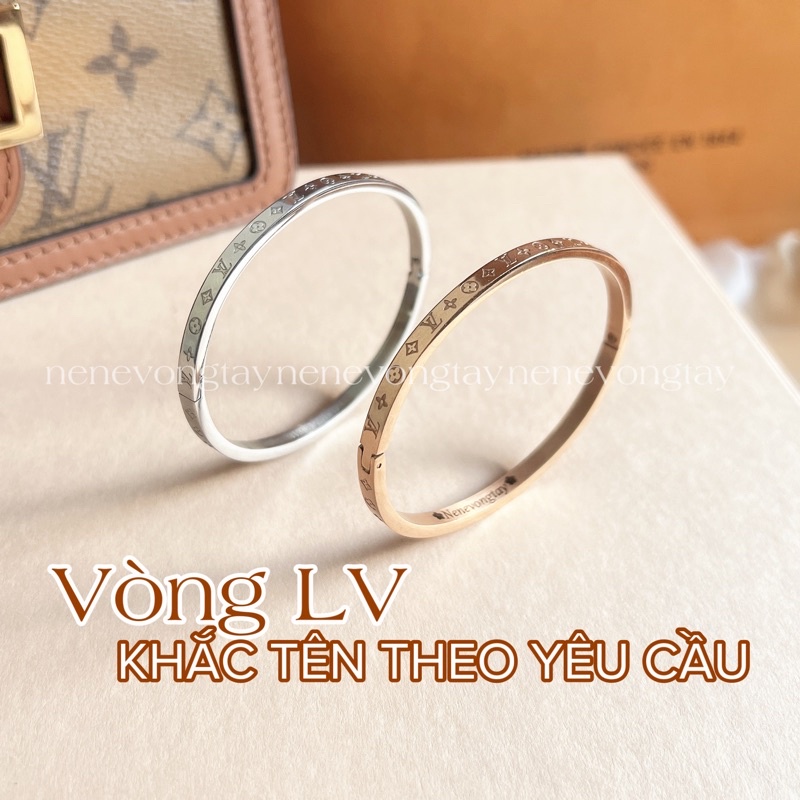 [CÓ SẴN] VÒNG TAY LV KHẮC TÊN INOX KO GỈ (dáng Elip)