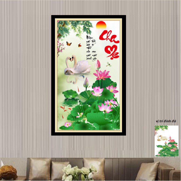 Tranh Đính Đá CHA MẸ Kích Thước: 75cm x 50cm