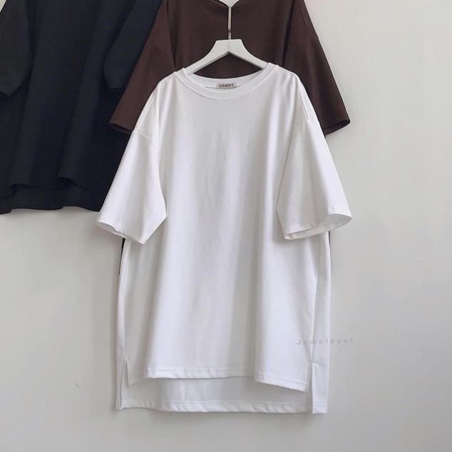 ÁO THUN TRƠN FORM RỘNG XẺ TÀ