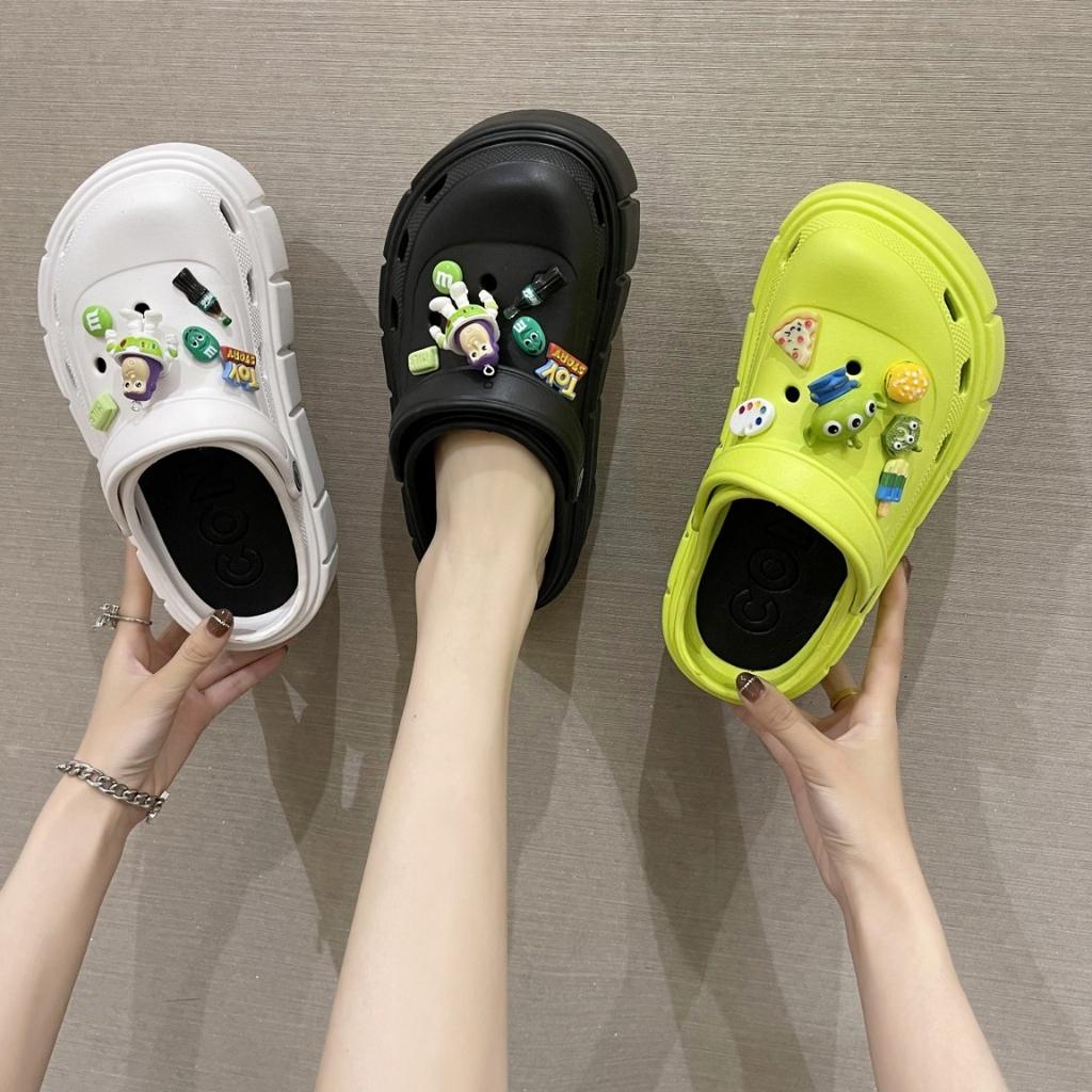 Dép sục Cross UNISEX đế độn 5cm CRON kèm sticker hoạt hình Phi hành gia Đức Phúc