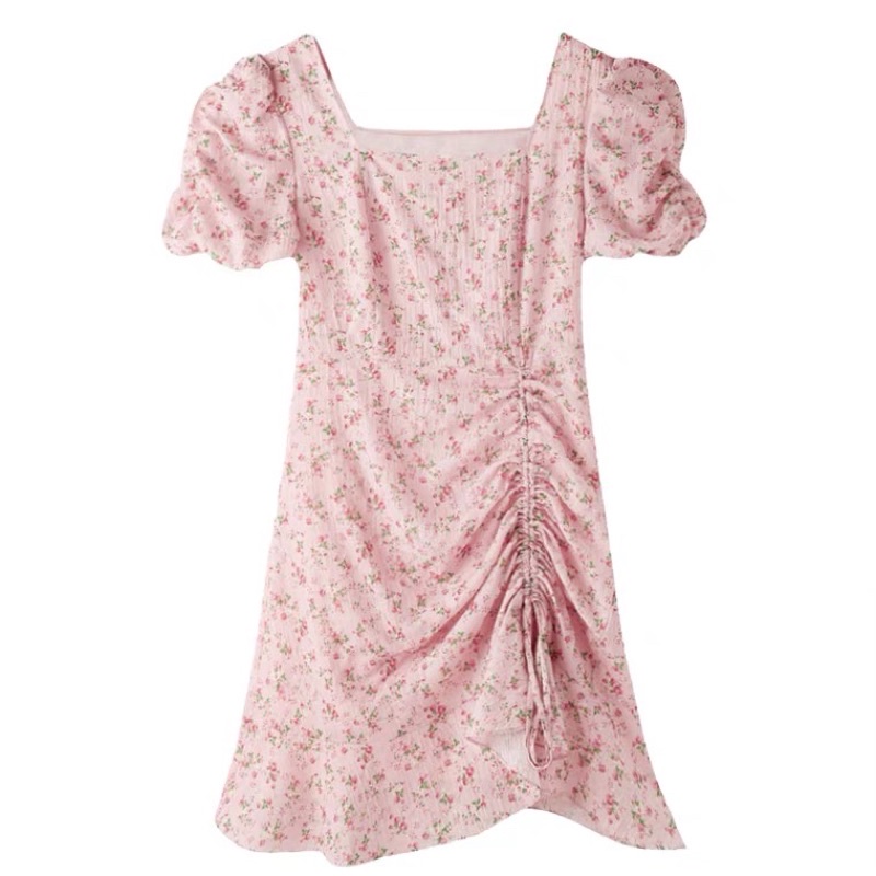 Váy đầm hoa MORAN hoạ tiết màu hồng phong cách thời trang mùa hè cho nữ