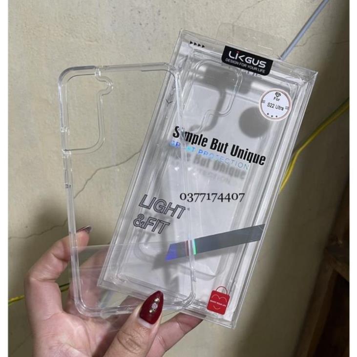 Ốp lưng LikGus Zero cho Samsung S22 Plus, S2 Ultra, S21 Plus, S21 Ultra viền dẻo lưng trong cứng không ố màu chống sốc