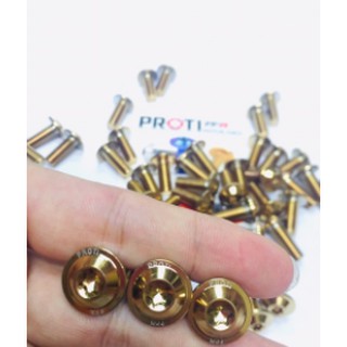 Bộ 4 ốc Proti 8 ly vàng gắn đĩa xe máy