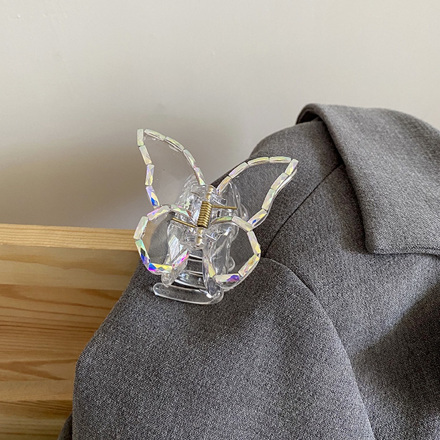 Kẹp tóc hình bướm trong suốt đính ngọc trai phong cách Hàn Quốc nữ tính