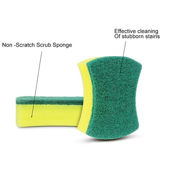 Set 10 Miếng Bọt Biển Hai Mặt Dùng Để Lau Chùi Chén Dĩa / Làm Sạch Nhà Bếp