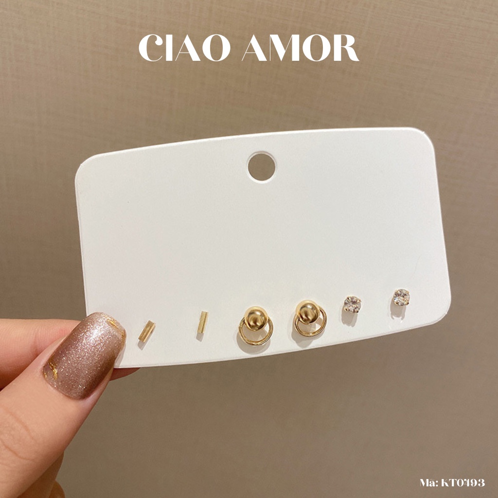 Set khuyên tai nụ vòng S01 đơn giản basic Trang sức Ciao Amor - KT0493